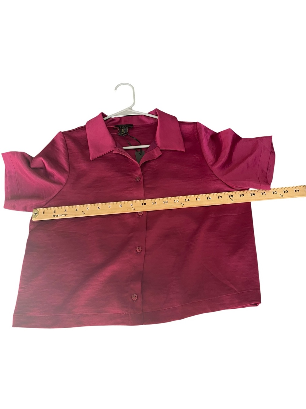 House of Harlow 1960 Fuchsia Satin Crop Blouse Shirt Y2K Party Top S - Picture 3 of 7
